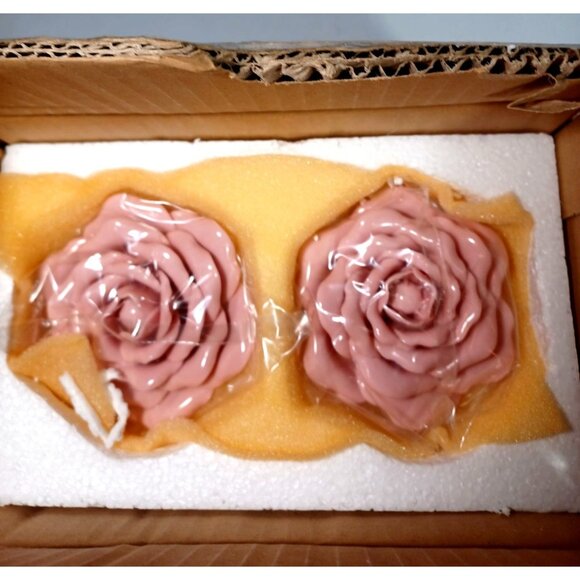 Pottery Barn Kids Pink Cabbage Rose Ceramic Flower Finials Shabby Chic Cottage - Picture 4 of 11